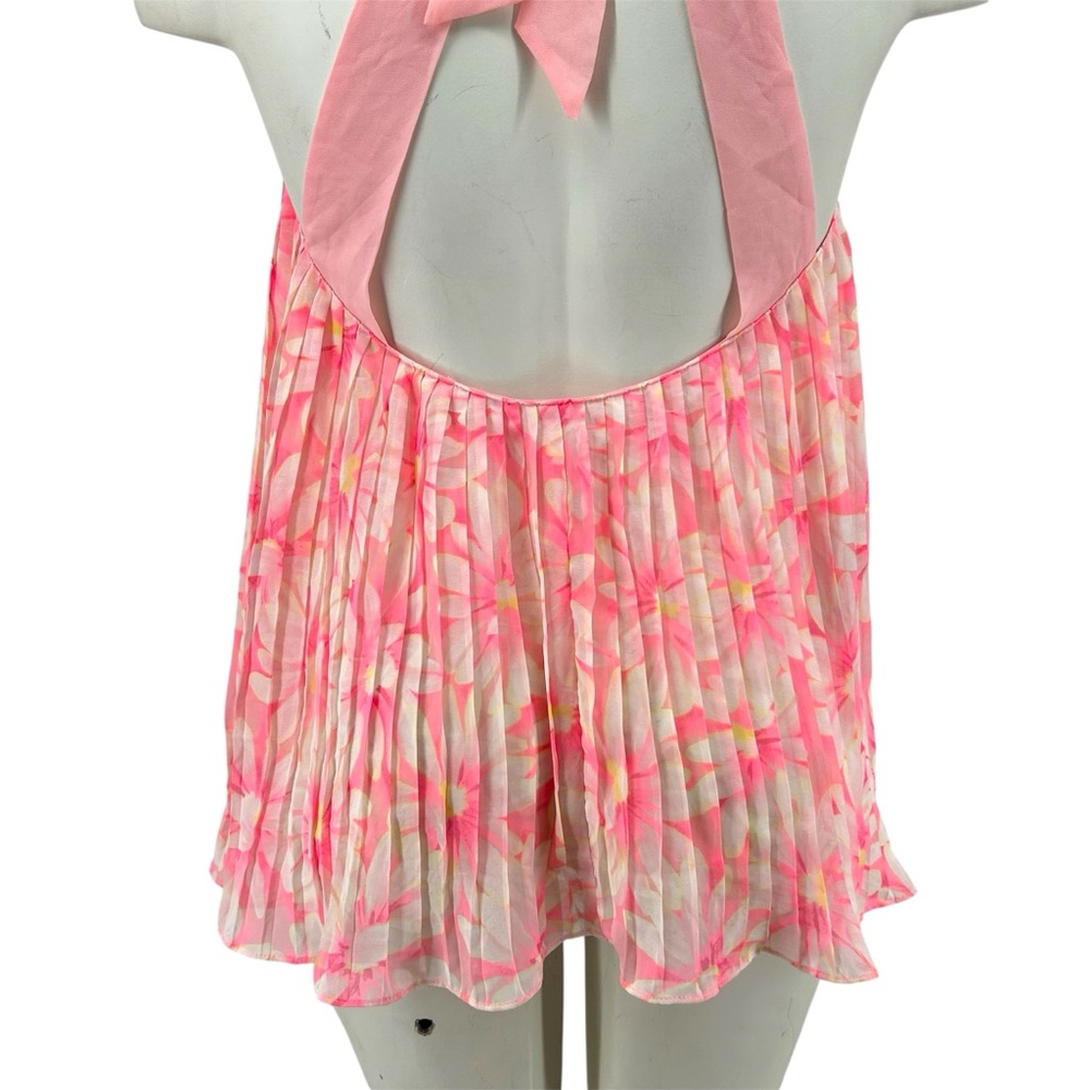 Victoria’s Secret Floral Jewel Neck Open Back Accordion Pleat Babydoll Nightie - Picture 8 of 11